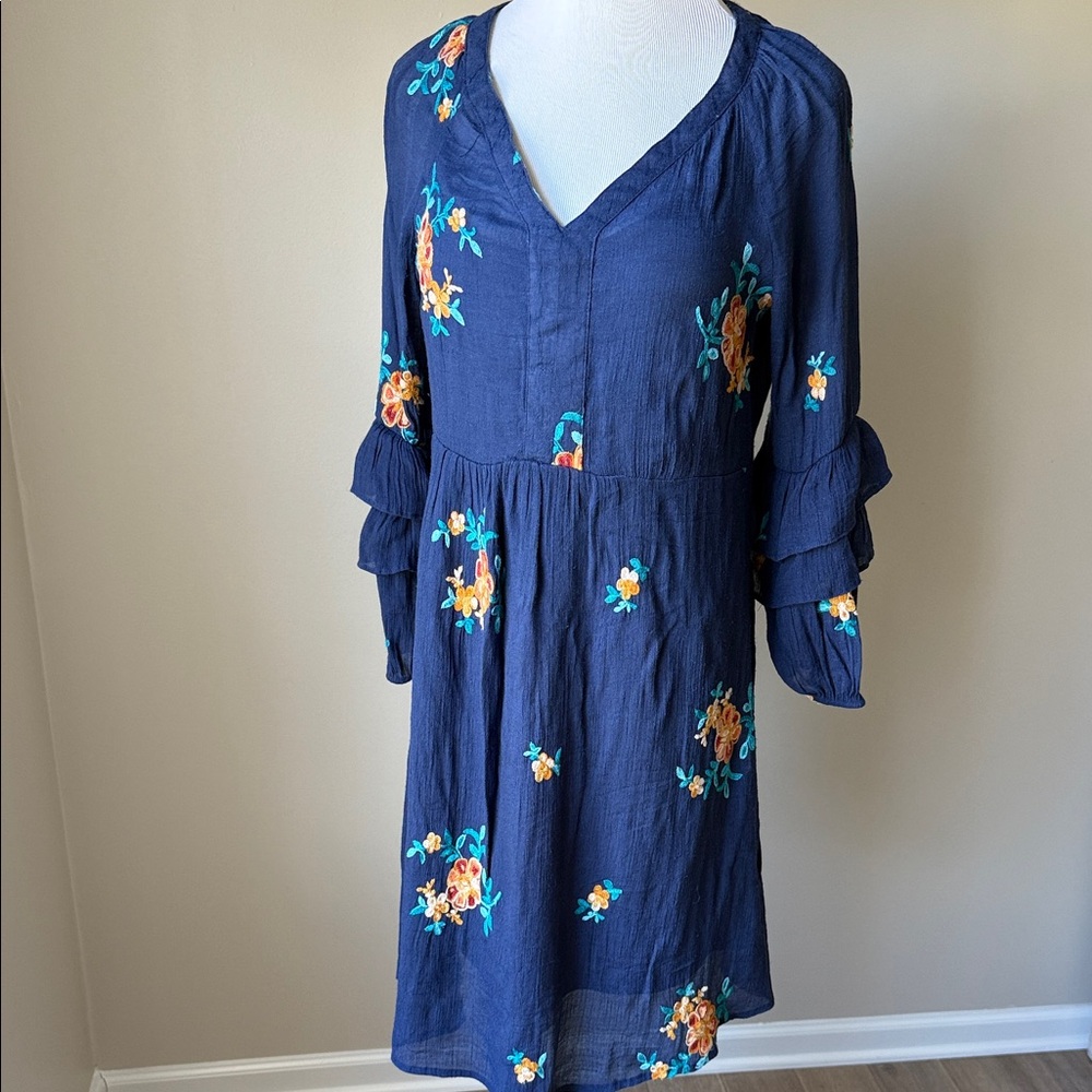 Anthropologie Fig & Flower Boho Embroidered Dress
